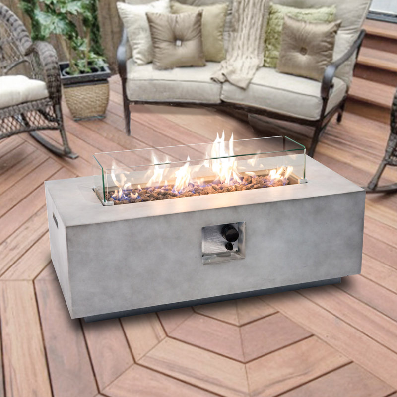 Sol 72 Outdoor Outdoor 42"x20" Rectangular Concrete Propane Gas Fire